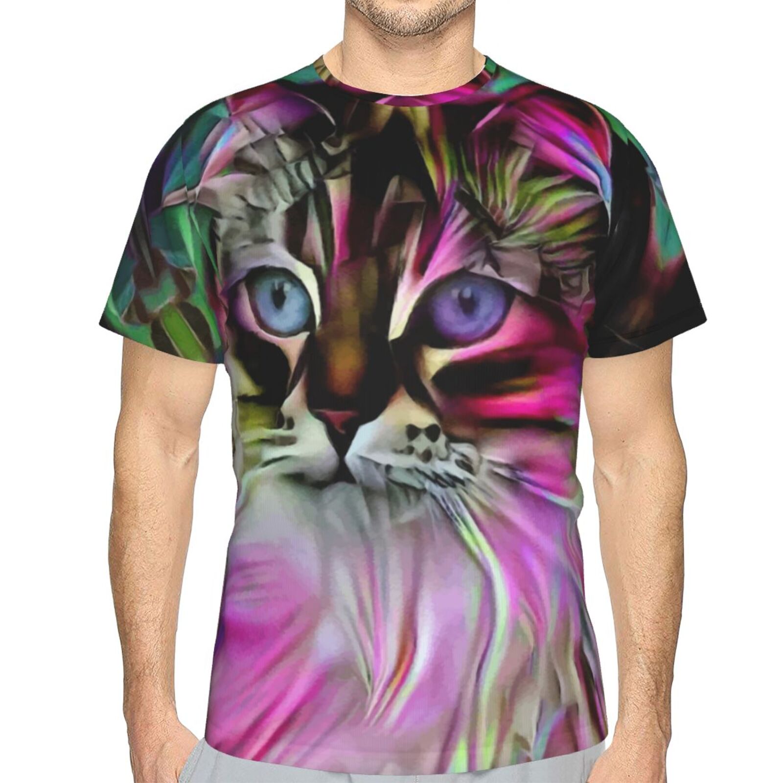 Camiseta Clássica Esty Gato Elementos De Mídia Mista