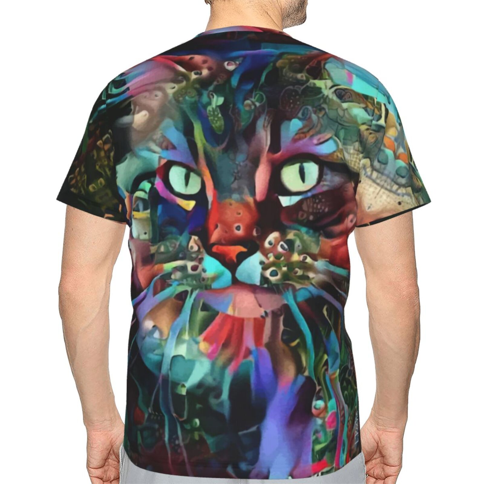 Camiseta Clássica Monzi Gato Elementos De Mídia Mista